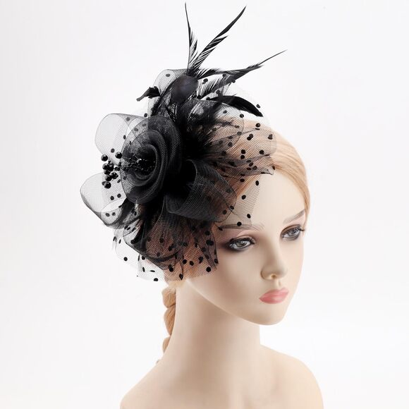 1920s Vintage Fascinators Hat For Women Veil Mesh Tea Party Headpiece 8648 - Picture 2 of 7